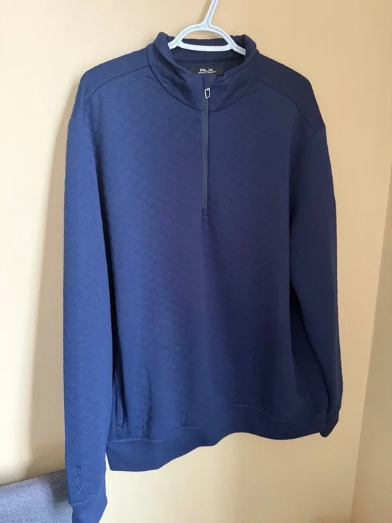 RLX Ralph Lauren Quilted Quarter Zip Pullover Blue XL Golf Performance Sweater - Picture 2 of 13